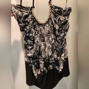 WHBM Women's halter top black and white size L